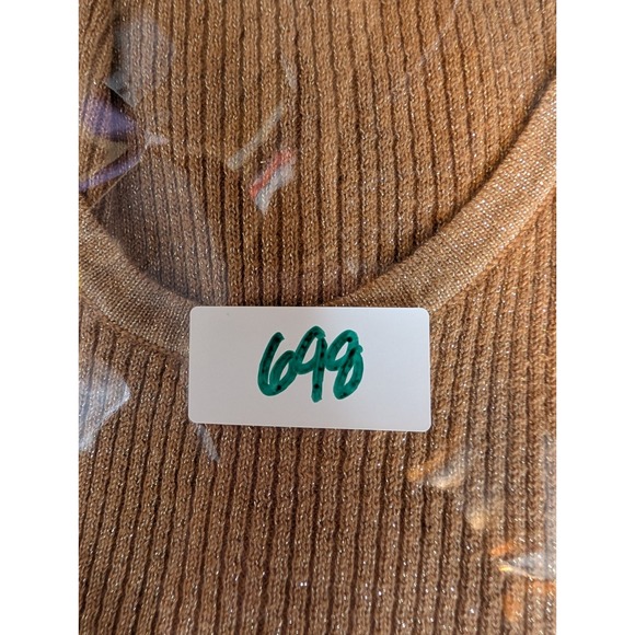 VTG Y2K Charlotte Russe Gold Metallic Babydoll Ribbed Balloon Sleeve Knit Top L - Picture 15 of 15